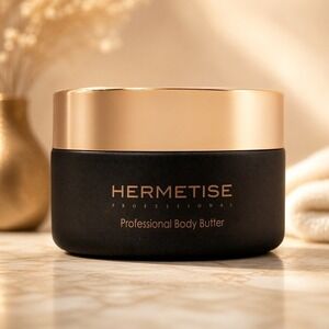 Hermetise Professional Body Butter Luxury‎ Skincare Moisturizer Black Gold Jar